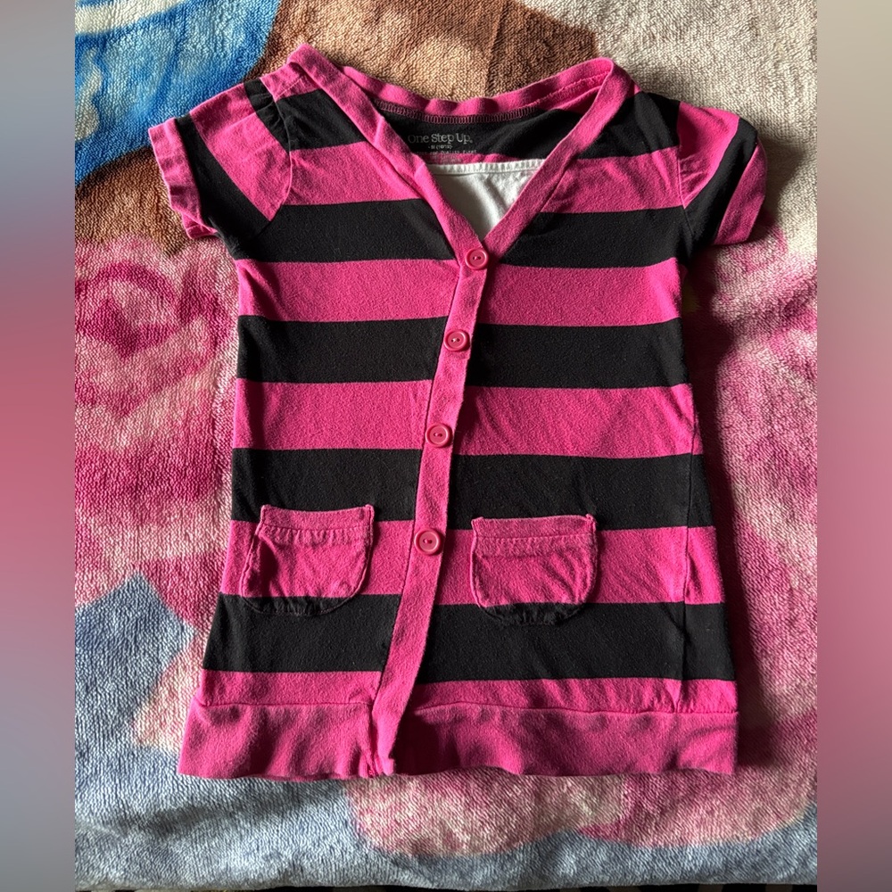 One Step Ahead Pink and Black Striped Shirt
